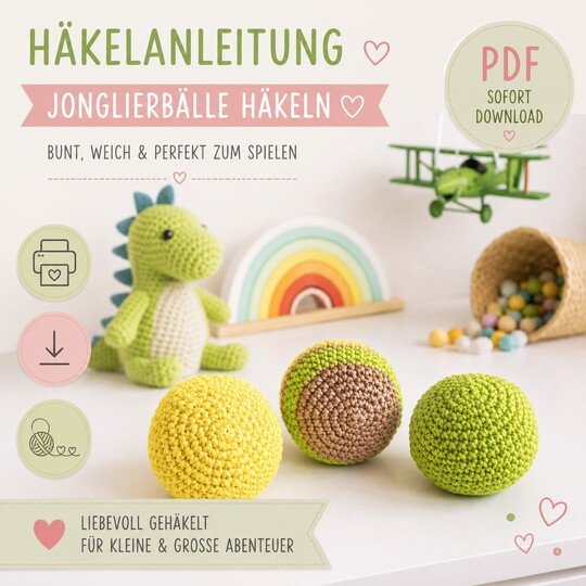 Häkelanleitung Ball, Jongliebälle häkeln, Katzenba