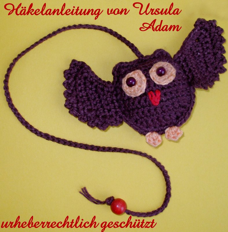 Anleitung für ein LESEZEICHEN Motiv EULE häkeln