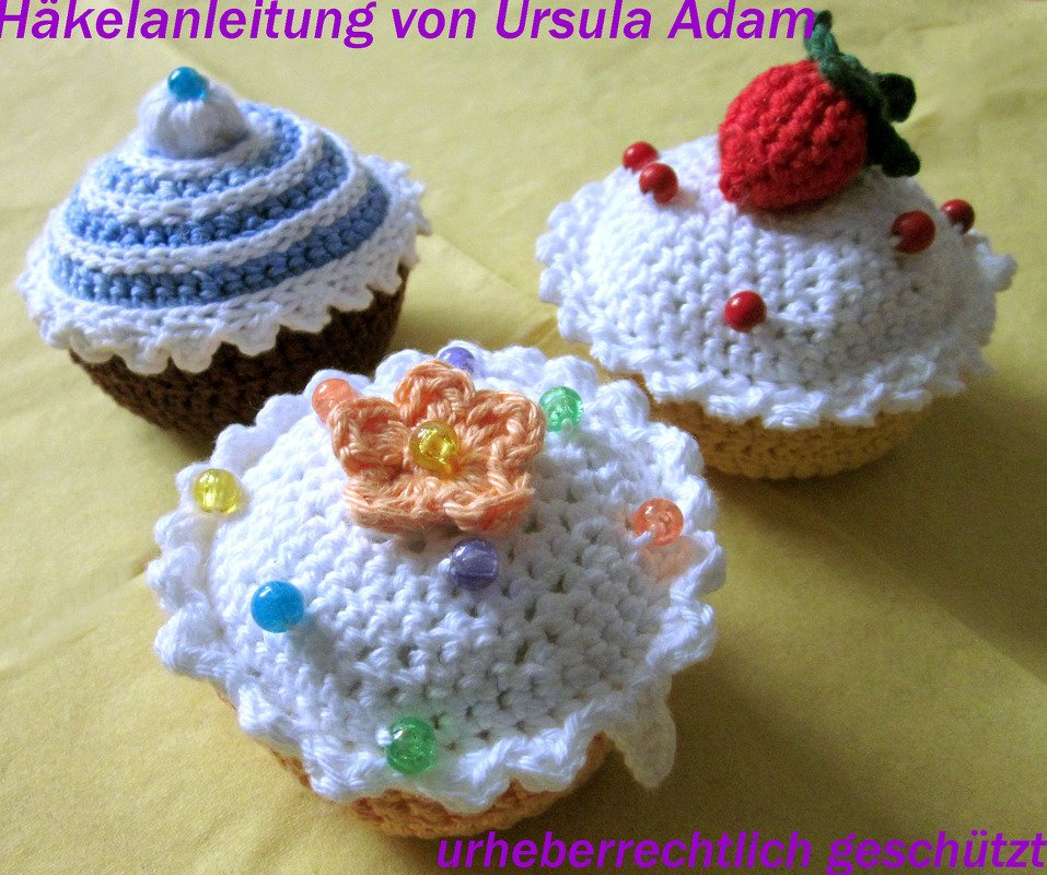 Häkelanleitung MUFFIN Cupcake häkeln bebilderte ANLEITUNG für ein Nadelkissen
