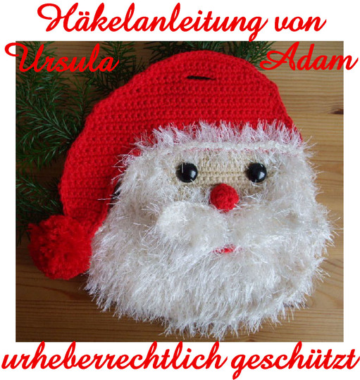 Häkelanleitung für einen TOPFLAPPEN Flauschiger Weihnachtsmann als Weihnachtsdeko häkeln