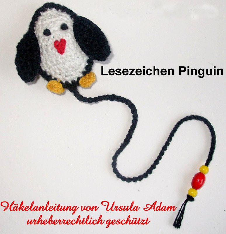 Häkelanleitung für einen süßen PINGUIN als Lesezeichen, Geschenkanhänger oder Dekoration