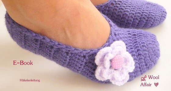 Häkelanleitung Gr. 37-42 für Hausschuhe - Ballerinas - No.59