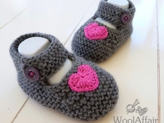 Strickanleitung für Baby-Ballerinas mit Häkelherz - Babyschuhe stricken  -  No.12 - Bild 2