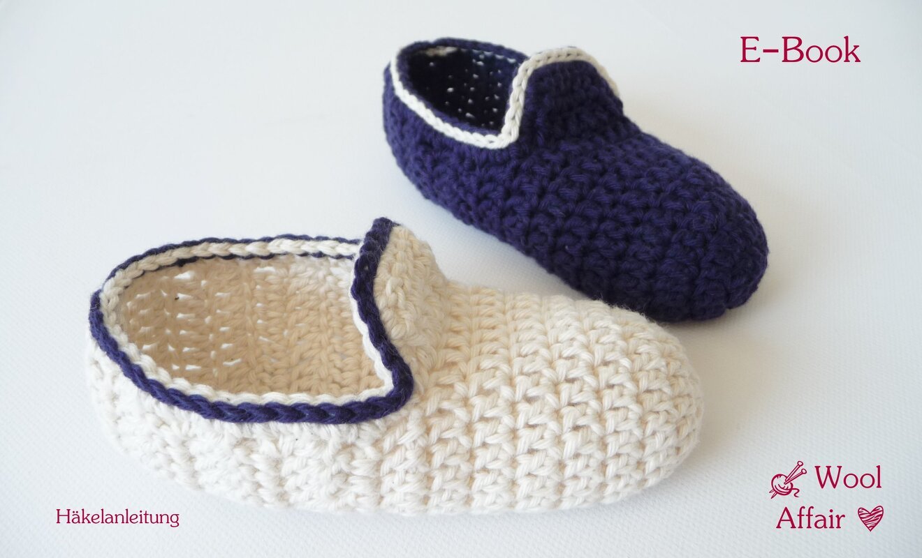 Häkelanleitung Hausschuhe häkeln - Loafers für Kids - No.64