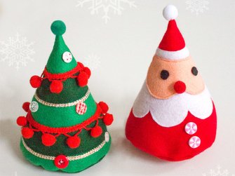 Weihnachtsmann und Weihnachtsbaum aus Filz - Nähanleitung | Kostenlos