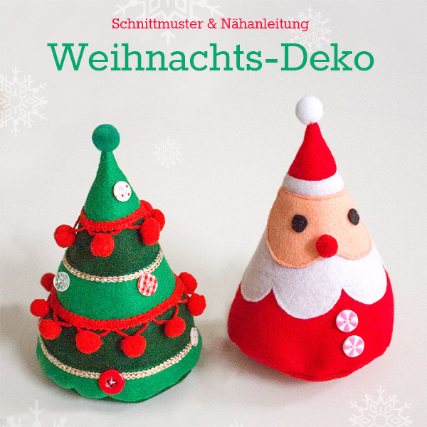 Weihnachtsmann und Weihnachtsbaum aus Filz - Nähanleitung | Kostenlos