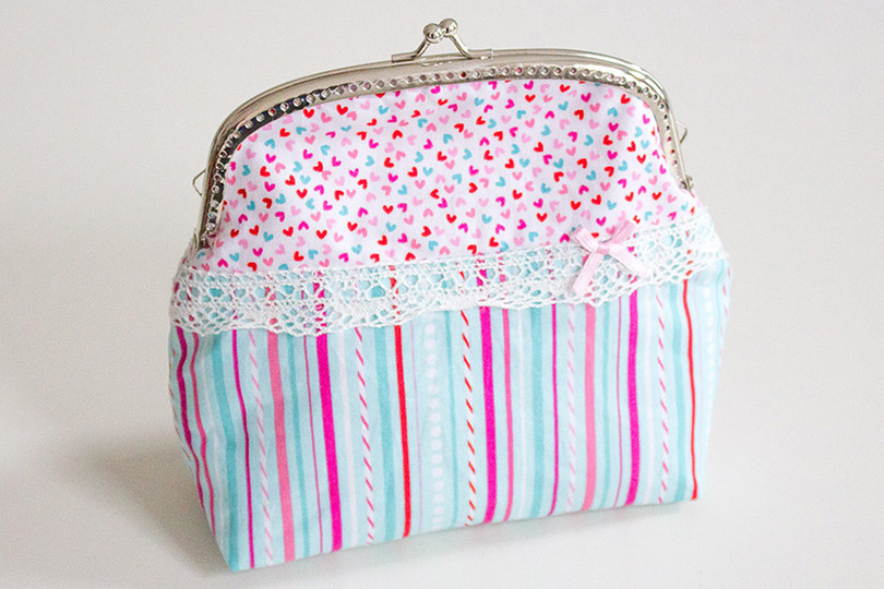 Große Clipbörse: Eine kleine Handtasche / Kosmetik - Kostenlose Nähanleitung & Schnittmuster