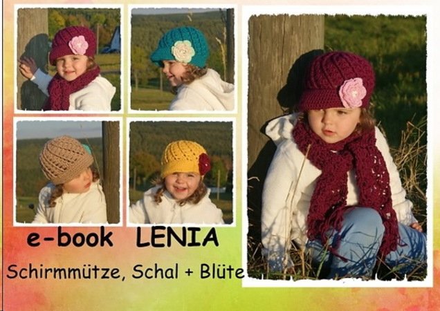 ++ Lenia ++ Set mit Dachmütze und Schal und Blüte ab 34-57 Puppe/Newborn - Erwachsene, Newsgirlhat