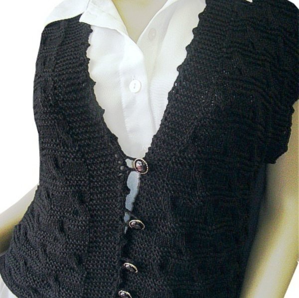 Damen Weste Casual - Lose Strickweste Mit Seitenschlitzen