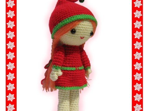 Weihnachts-Mädchen, PDF Amigurumi Häkelanleitung