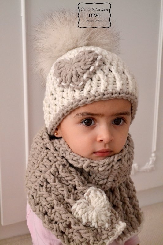 Kinder XXL Bommelmütze Schal Set - Häkelanleitung - Bild 4