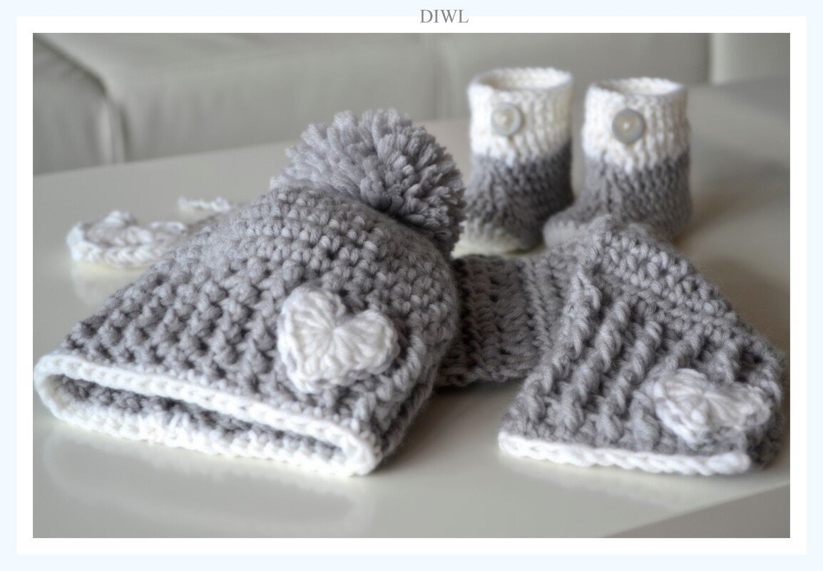 Baby Winter Set "Little Heart" Häkelanleitung