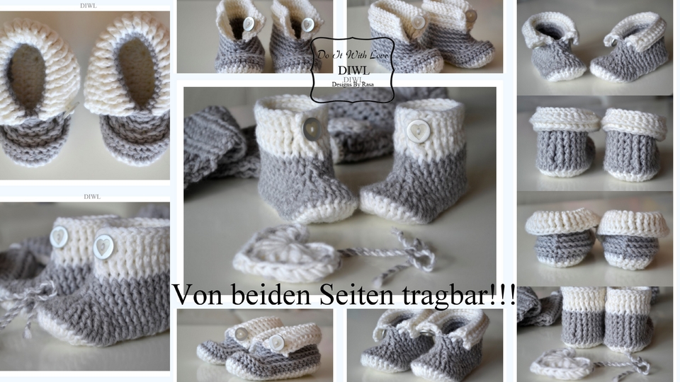 Baby Schuhe Booties 4 Designs  Häkelanleitung