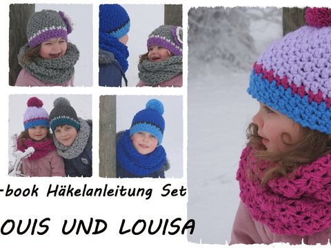 E-book, Häkelset LOUIS und LOUISA mit Loop und Blume