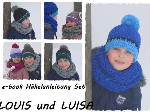 E-book, Häkelset LOUIS und LOUISA mit Loop und Blume