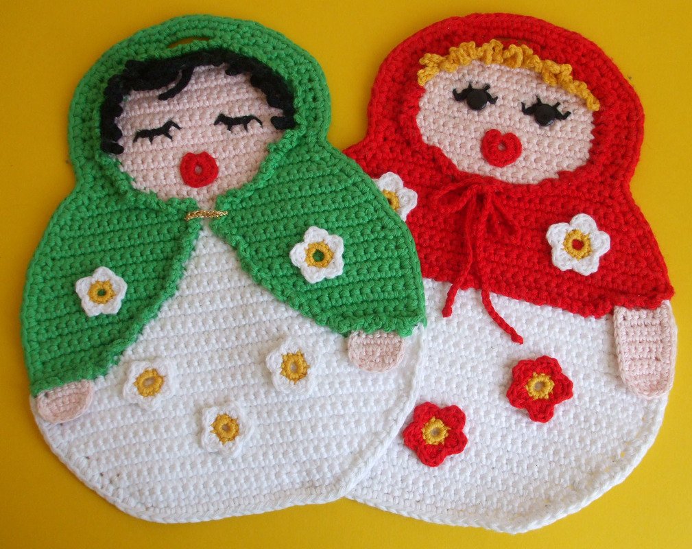 Häkelanleitung / Ebook Matrjoschka Babuschka als Topflappen oder Wanddekoration mit Zählmuster in DINA4