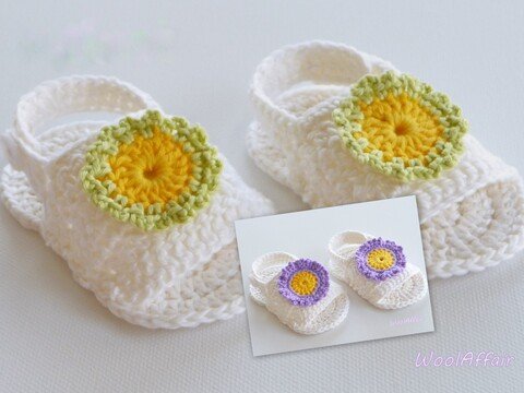 Häkelanleitung Babyschuhe - Baby-Blüten-Sandalen - No.1