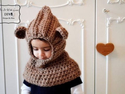 Häkelanleitung E-Book Kinder Teddy Haube Mütze "Luxury"
