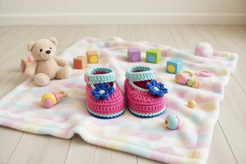 Häkelanleitung Babyballerinas Daisy