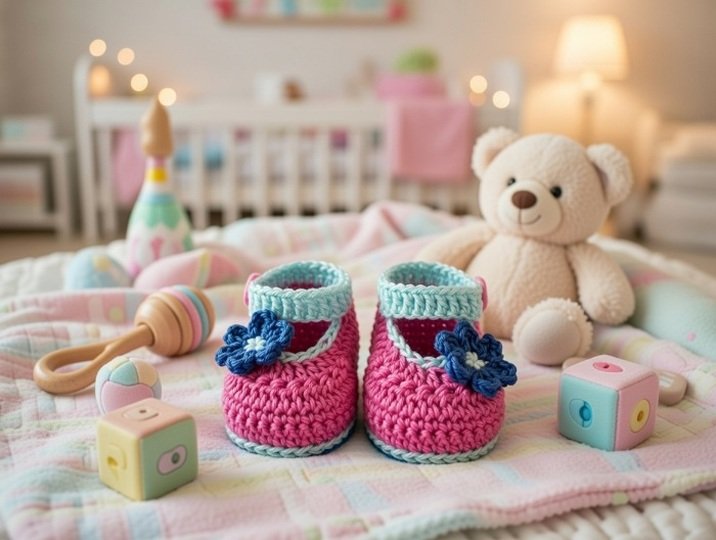 Häkelanleitung Babyballerinas Daisy