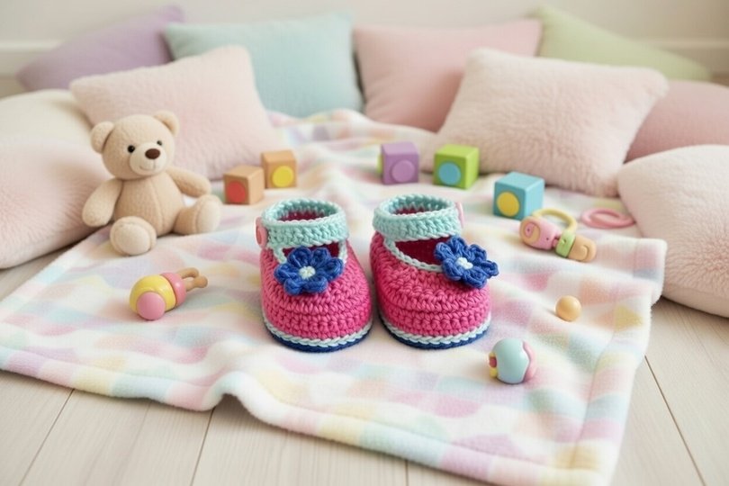 Häkelanleitung Babyballerinas Daisy