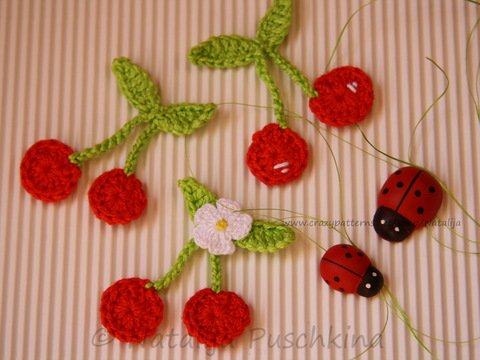 Häkelanleitung für süße Kirsche - Applikation oder Deko