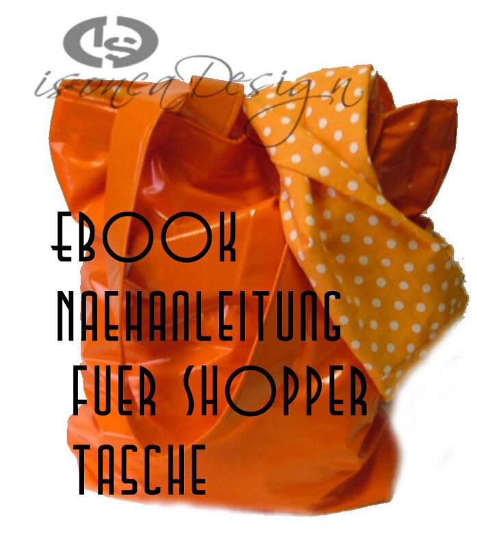 E-Book-Cover einer orangefarbenen Shopper-Tasche mit gepunktetem Stoffband