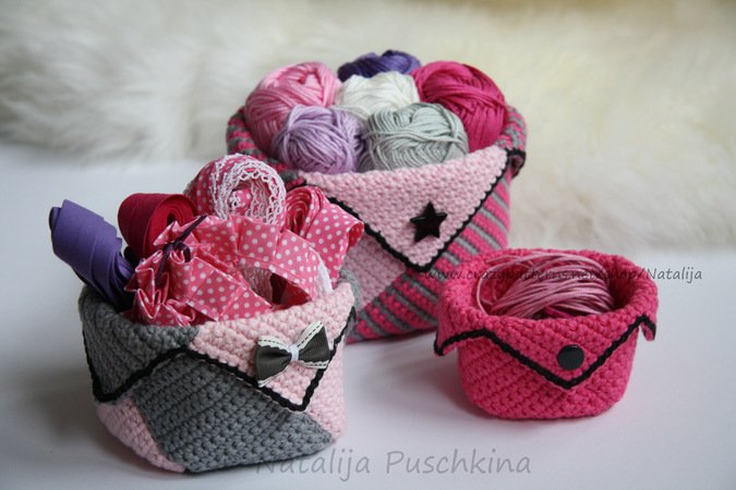 Crochet Pattern - Basket. Crochet Organizer containers. Pink organizer for all. Crochet Pattern Box