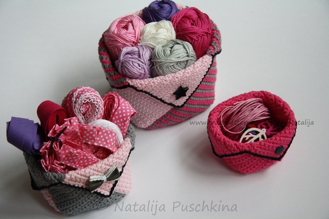 Crochet Pattern - Basket. Crochet Organizer containers. Pink organizer for all. Crochet Pattern Box
