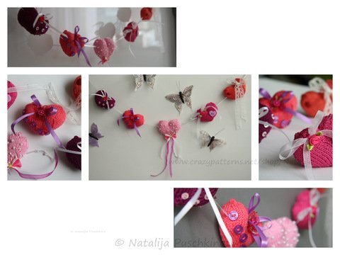 Herz Stricken und Girlande Basteln oder einzeln aufhängen