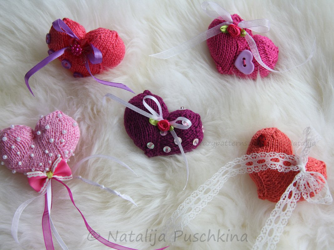 Herz Stricken und Girlande Basteln oder einzeln aufhängen - Bild 2