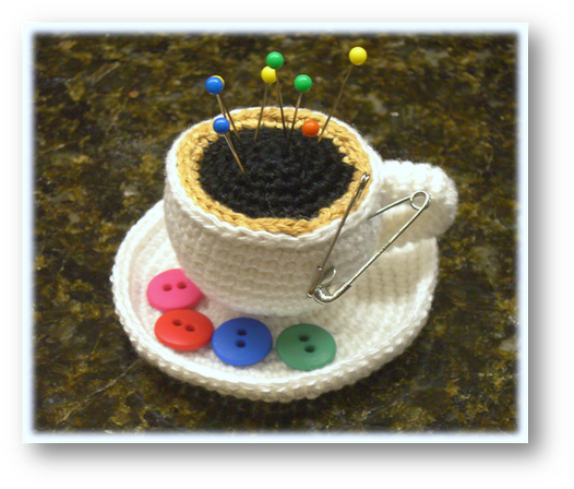 Häkelanleitung Nadelkissen Espressotasse