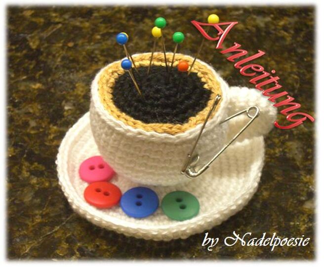 Häkelanleitung Nadelkissen Espressotasse