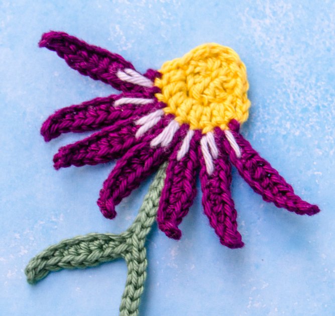 Häkelanleitung Echinacea Sonnenhut Applikation