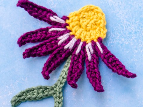 Echinacea Sonnenhut Applikation Häkelanleitung