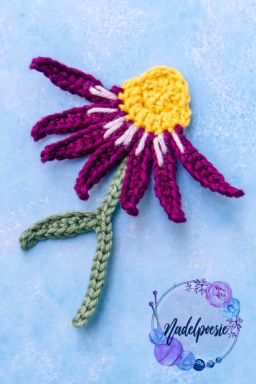 Echinacea Sonnenhut Applikation Häkelanleitung