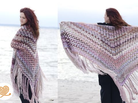 + AVA + Stola im Granny Square Muster häkeln, perfekt für Anfänger