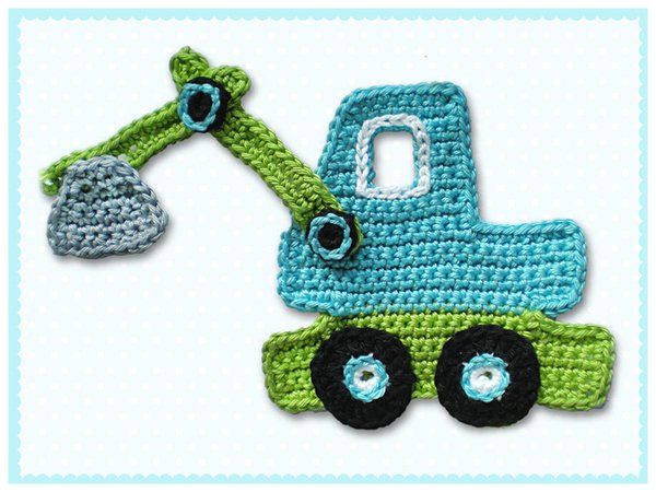 Excavator and Car Pattern Crochet Appliques