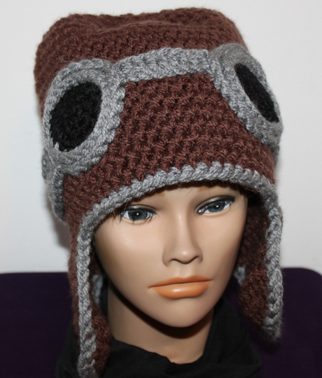Häkelanleitung Pilotenmütze, Fliegermütze 7 Größen