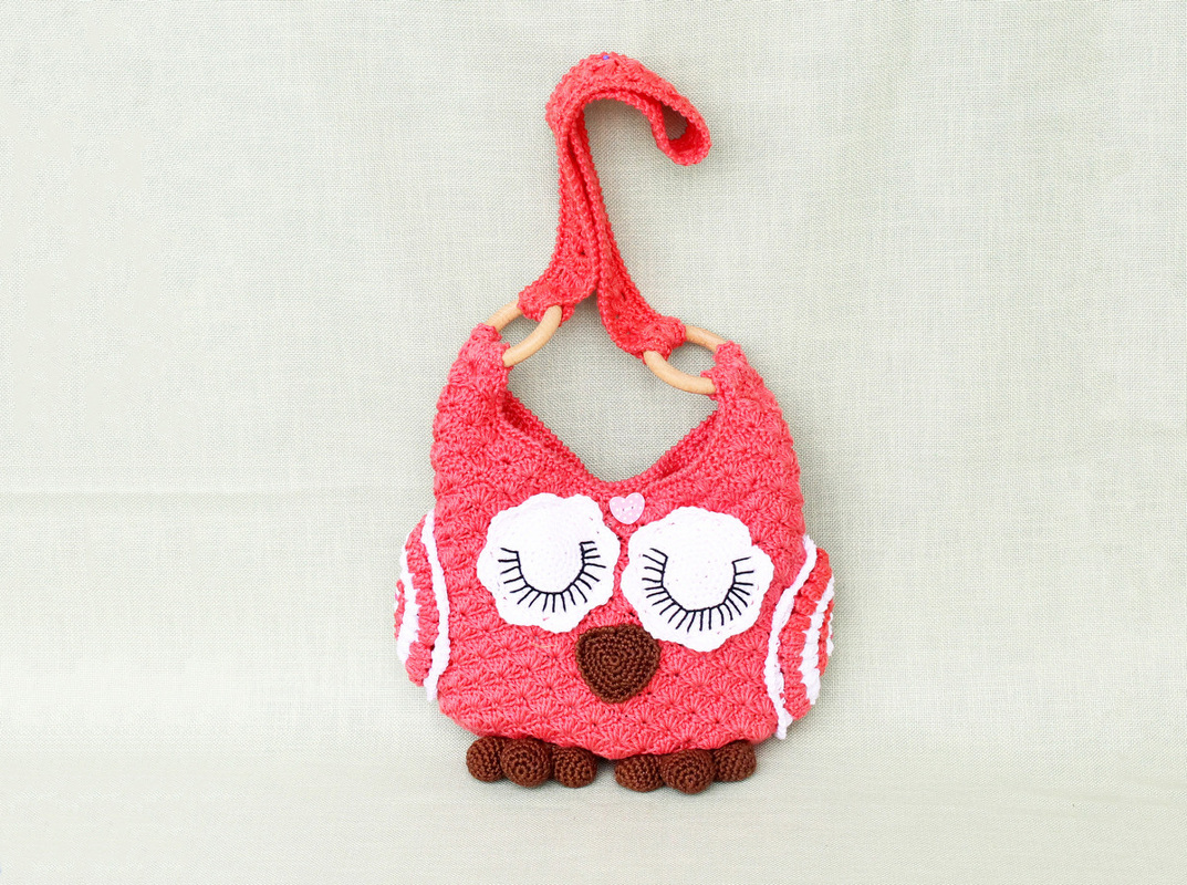 Children's bags "Owl", en/de,  25 cm width x 30 cm height