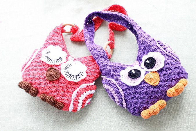 Children's bags "Owl", en/de,  25 cm width x 30 cm height
