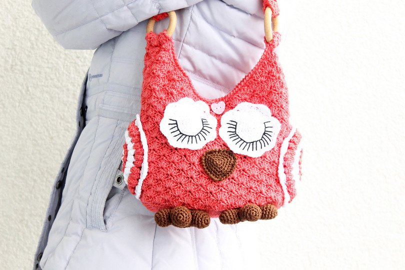 Children's bags "Owl", en/de,  25 cm width x 30 cm height