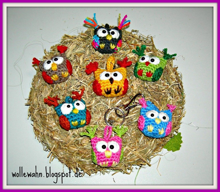 Taschenbaumler kleine Eule aus Resten, Häkelanleitung als PDF - Bild 2