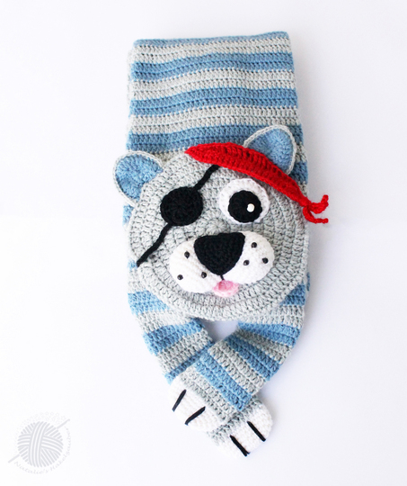 warme Kinderschal "Piratenkater" (2 Var., Gr. 20 cm x 130 cm)