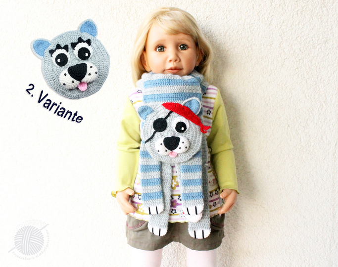 warme Kinderschal "Piratenkater" (2 Var., Gr. 20 cm x 130 cm)