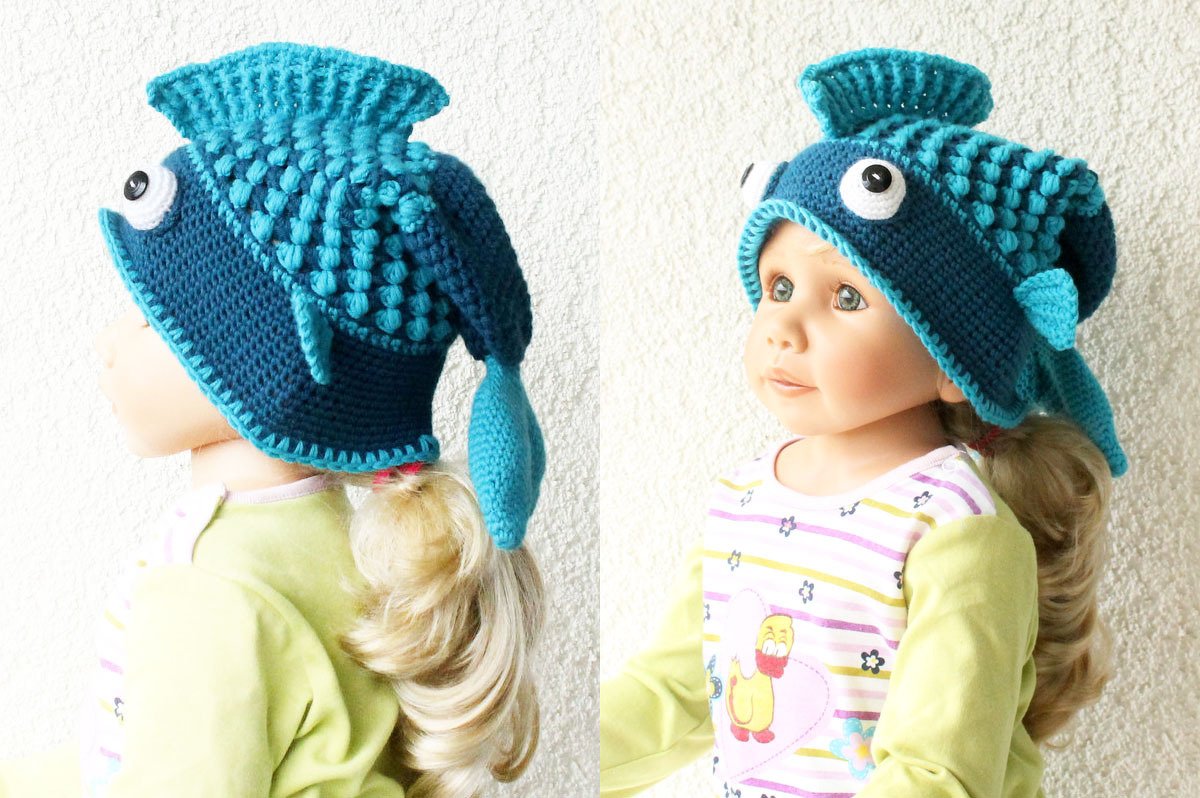 Fish hat "Big Fish" (all sizes, bobble pattern)