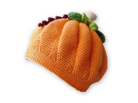 Children's beanie "Pumpkin" (all sizes, with leaves)