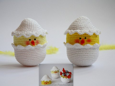 Schatzkiste 'Küken im Ei' - Häkelanleitung