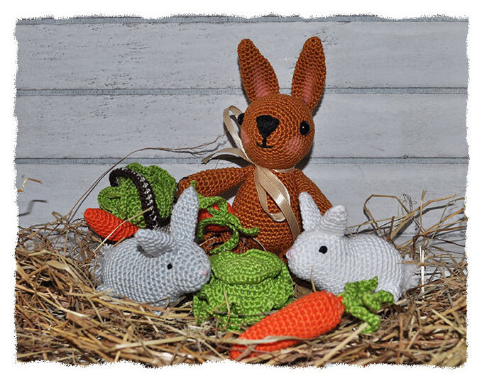 E-Book - Häkelanleitung - Hasi Hansi und Friends - Hase - Kaninchen - Karotte - Salat