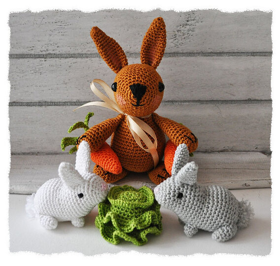 E-Book - Häkelanleitung - Hasi Hansi und Friends - Hase - Kaninchen - Karotte - Salat